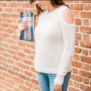 LOFT Open Shoulder Waffle Knit Sweater